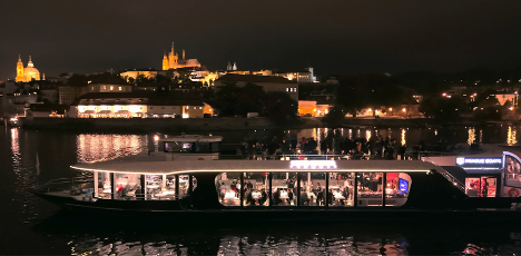 Night cruise on the Vltava River